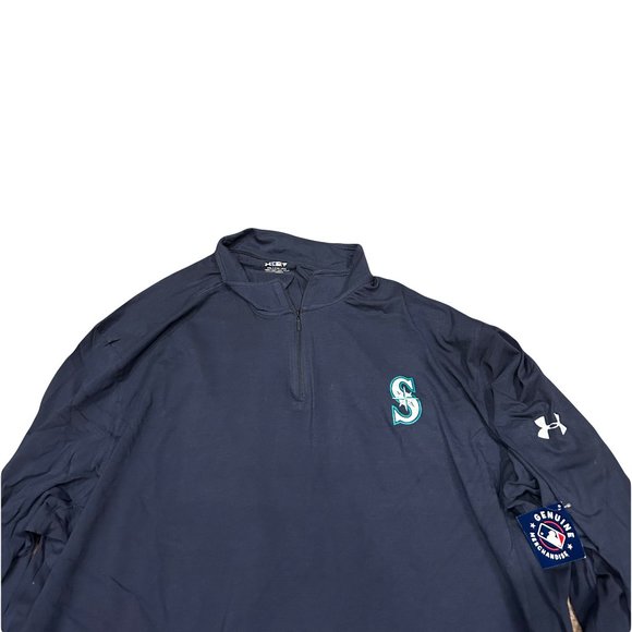 NWT Seattle Mariners Under Armour 1/4 Zip Logo Tri-Blend Pullover Jacket - Picture 2 of 3